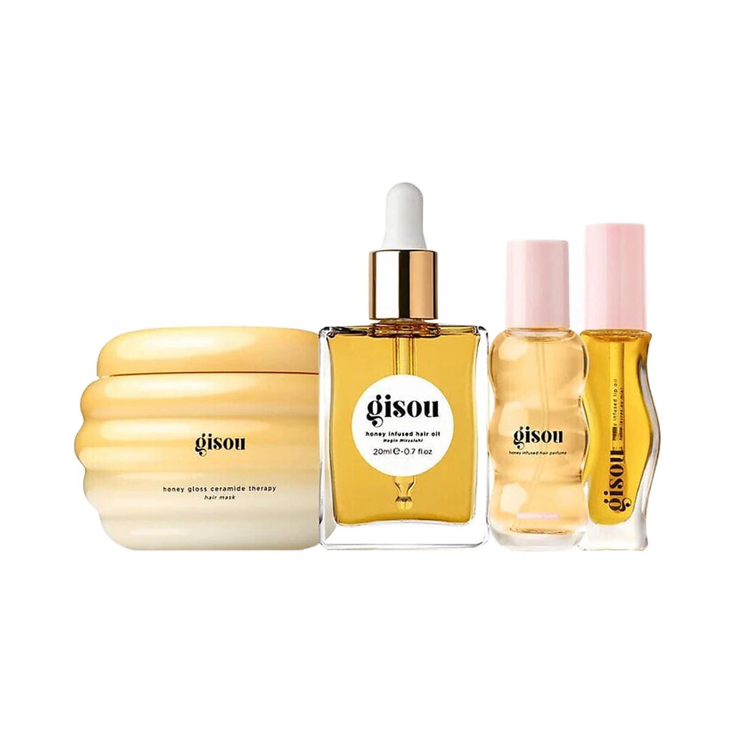 Gisou Hair Mask, Hair Oil, Hair Perfume & Lip Oil Set